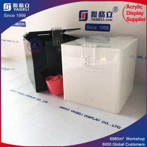 White Black Acrylic Collection Box with Lock and Key