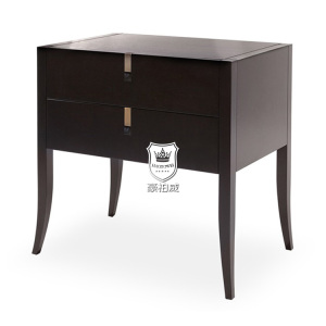 Solid Wood Freestanding Hotel Style Nightstand with Two Drawers